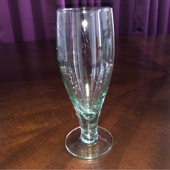 Grouping of 8 Glasses - 5 Green Tinted & 3 Clear w/Blue & Yellow Circles Around - Picture 3 of 5